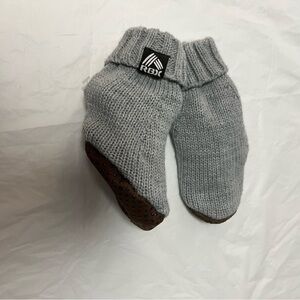 RBX Gray and Brown Knit Slipper Socks for infant boy new never worn without tags